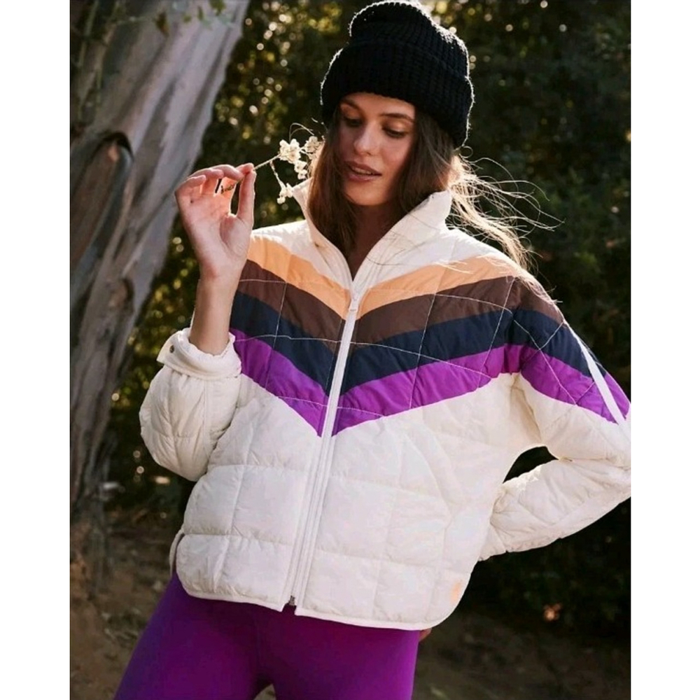 Free People Movement x Hatch Multicolor Chevron Puffer Jacket